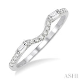 1/4 ctw Round and Baguette Diamond Wedding Band in 14K White Gold